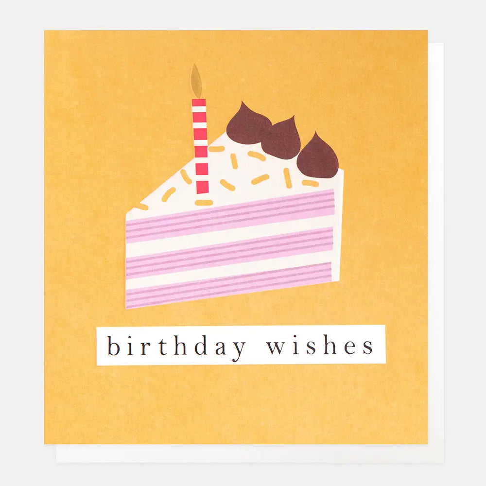 Birthday Wishes Slice Of Cake On Mustard