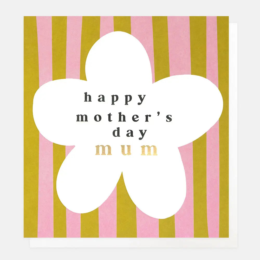 Happy Mother's Day Big Flower On Stripe