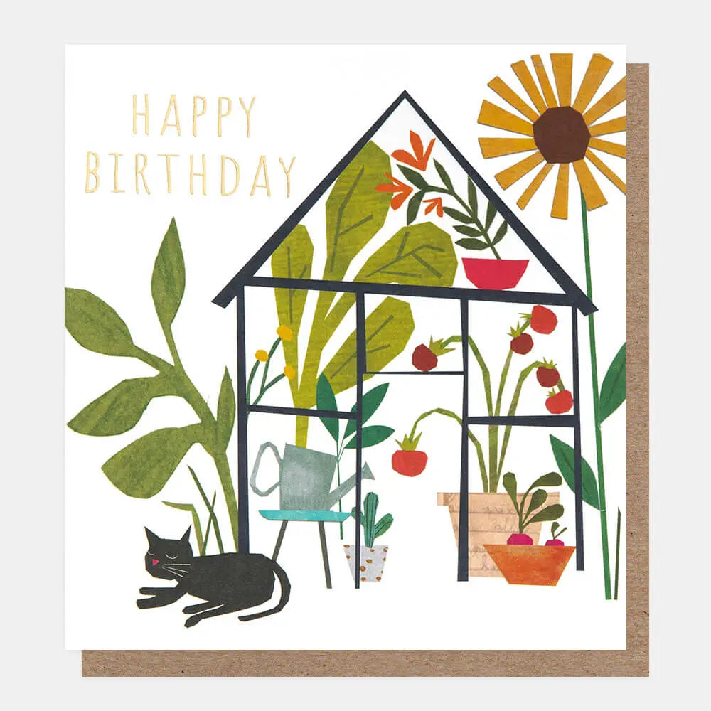 Happy Birthday Collage Greenhouse With Cat