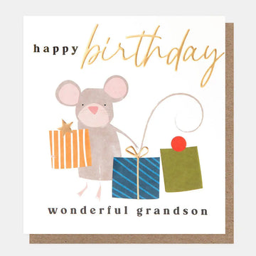 Happy Birthday Wonderful Grandson Mouse With Presents