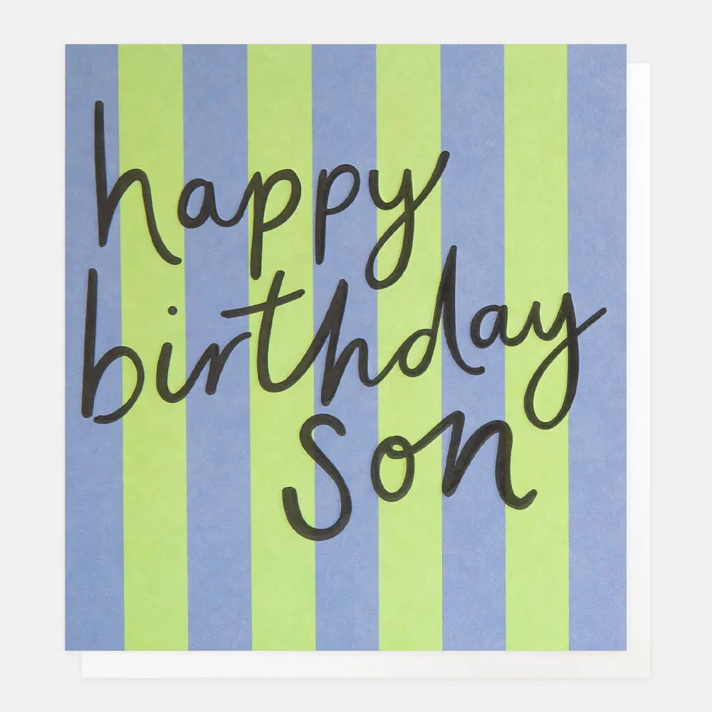Happy Birthday Son Blue And Green Stripe