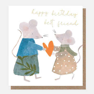 Happy Birthday Best Friend Two Mice Holding Heart
