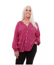 Load image into Gallery viewer, Tonal Leopard Shirring Detail Blouse
