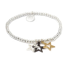 Load image into Gallery viewer, Triple Star Mixed Finish Bracelet
