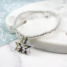 Load image into Gallery viewer, Triple Star Mixed Finish Bracelet
