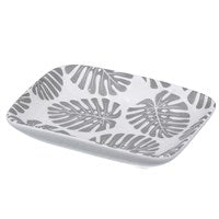 Load image into Gallery viewer, Ceramic Dish  - White/Grey Palm Leaves
