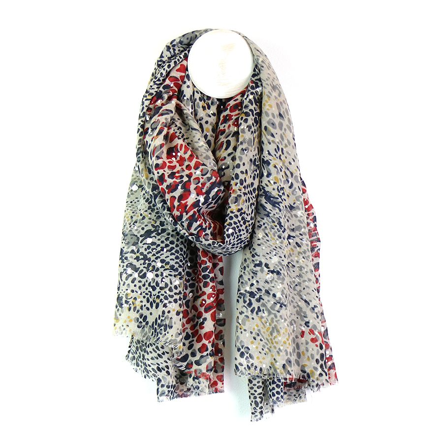 Snakeskin print and silver speckle scarf