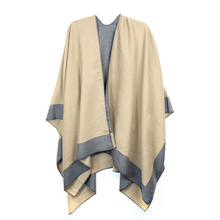 Load image into Gallery viewer, Reversible ginger and grey poncho
