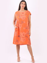 Load image into Gallery viewer, Floral Print Ladies Linen Lagenlook Shift Dress
