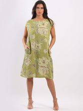 Load image into Gallery viewer, Floral Print Ladies Linen Lagenlook Shift Dress
