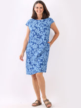 Load image into Gallery viewer, Italian Cap Sleeves Floral Lagenlook Linen Shift Midi Dress
