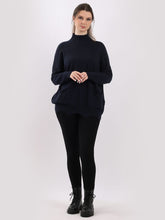 Load image into Gallery viewer, Plain Funnel Neck Cut Hem Knitted Baggy Top
