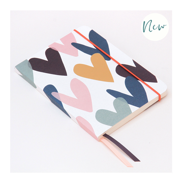 Teal Falling Hearts A5 Notebook