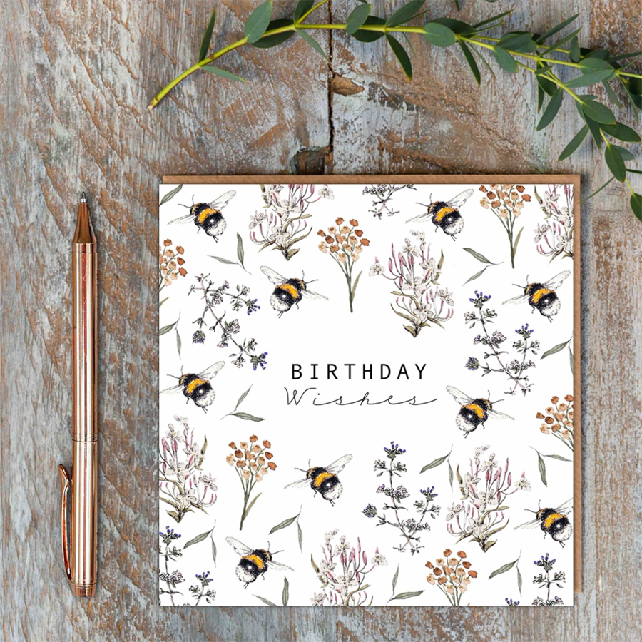 Birthday Wishes Bumble bee Card