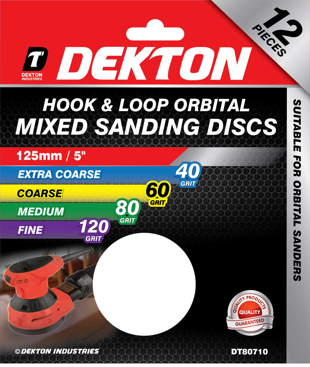 DEKTON HOOK & LOOP ORBITAL MIXED SANDING DISCS