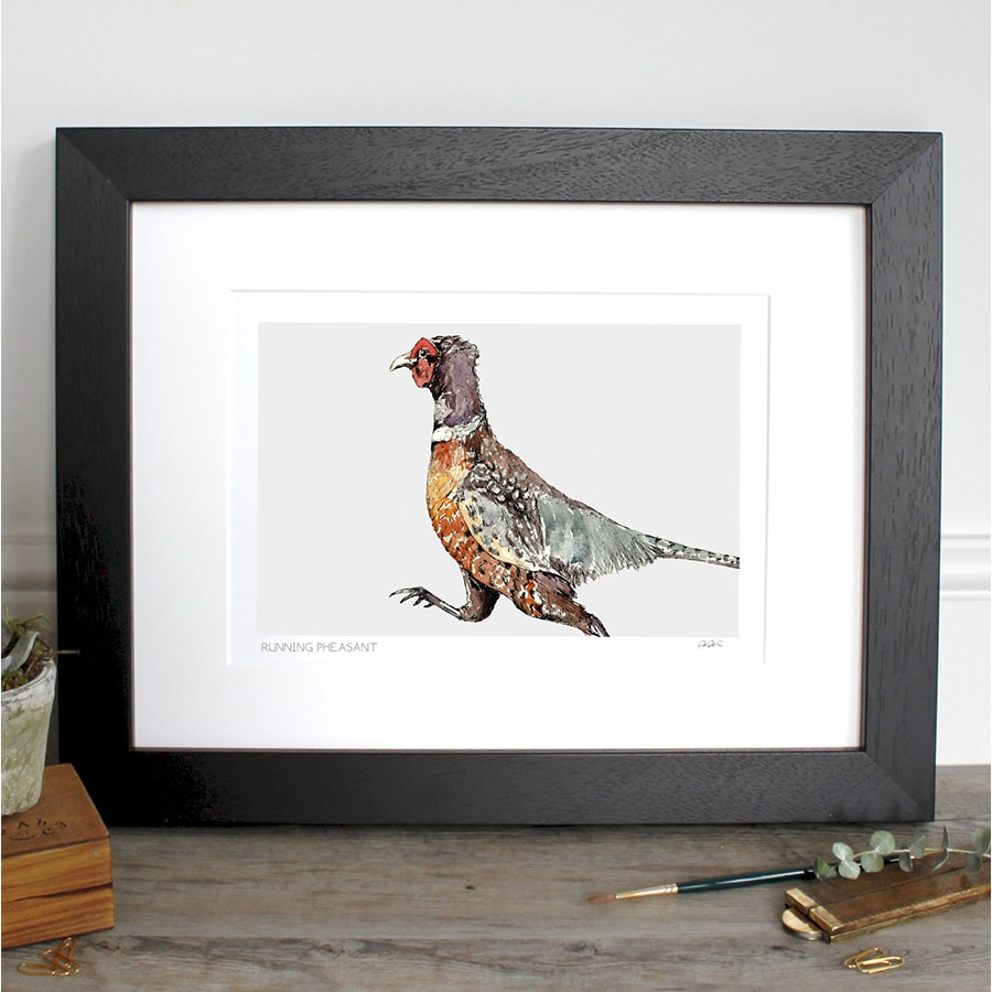 Running Pheasant mounted fine art print