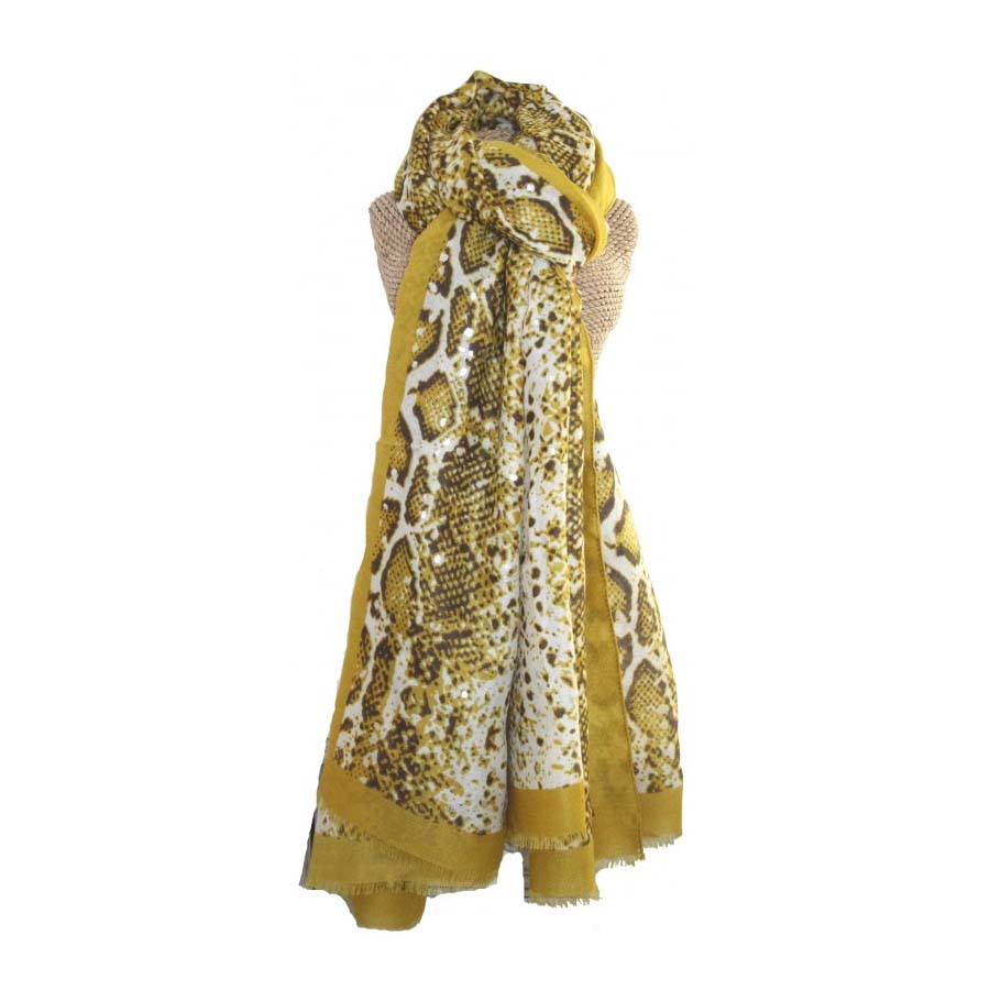 Silver Snakeskin Scarf Mustard