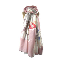 Load image into Gallery viewer, Silver Floral Scarf Dusky Pink
