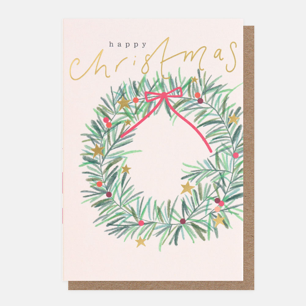 Happy Christmas Wreath Small Card Pack