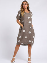 Load image into Gallery viewer, Italian Linen Polka Dot Front Pocket Dress
