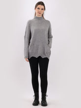 Load image into Gallery viewer, Plain Funnel Neck Cut Hem Knitted Baggy Top
