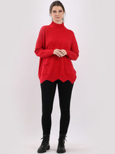 Load image into Gallery viewer, Plain Funnel Neck Cut Hem Knitted Baggy Top
