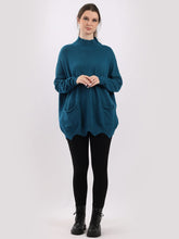 Load image into Gallery viewer, Plain Funnel Neck Cut Hem Knitted Baggy Top
