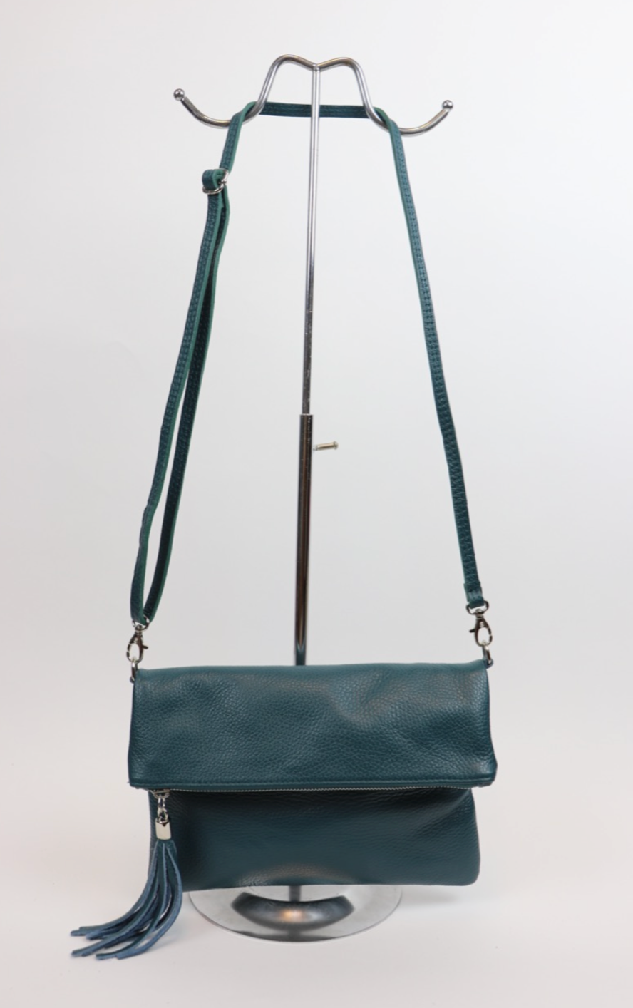 Leather Suede Croc Clutch