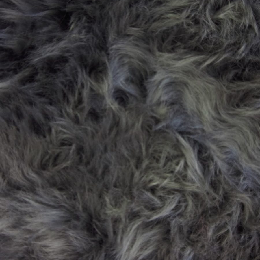 Sheepskin Rug Long Wool Dark Grey