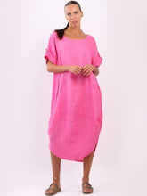 Load image into Gallery viewer, Italian Made Plain Linen Lagenlook Dress
