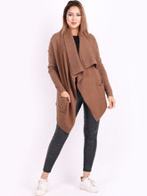 Load image into Gallery viewer, Italian Plain Knitted Open Front Shawl Collar Lagenlook Cardigan
