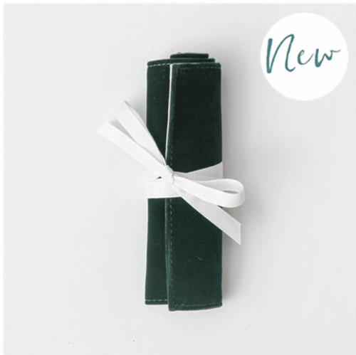 Green Velvet Mini Jewellery Roll - Little Gems Interiors
