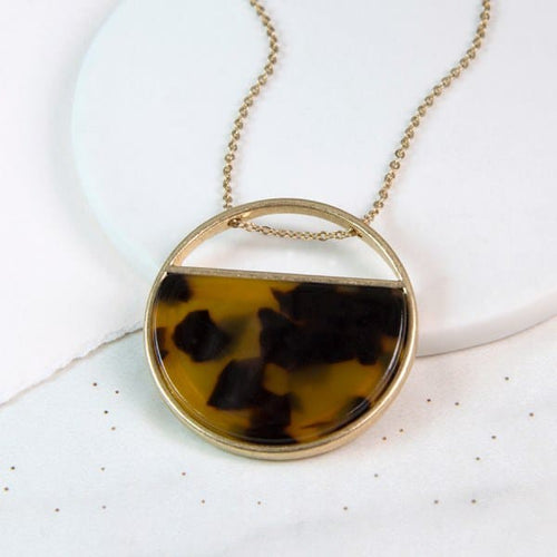 Worn Gold Semi-Circle Acrylic Necklace - Little Gems Interiors