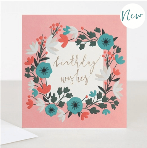 Birthday Wishes Floral garland Card - Little Gems Interiors