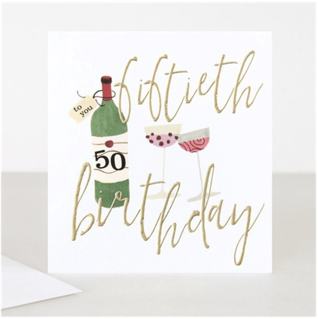 Wine 50th Birthday Card - Little Gems Interiors