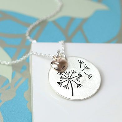 Silver Plated Dandelion Disc Necklace - Little Gems Interiors