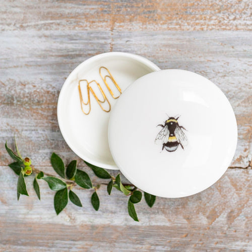 Bee Boxed Lidded China Trinket Dish - Little Gems Interiors