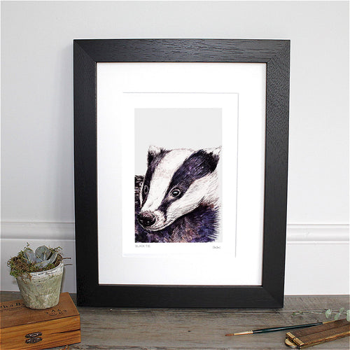 Black Tie (badger) 12×16″ mounted fine art print - Little Gems Interiors